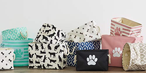Bone Dry Pet Storage Collection Striped Paw Patch Bin, Dark Navy, Small Round - color: Dark Navy, size: Small Round
