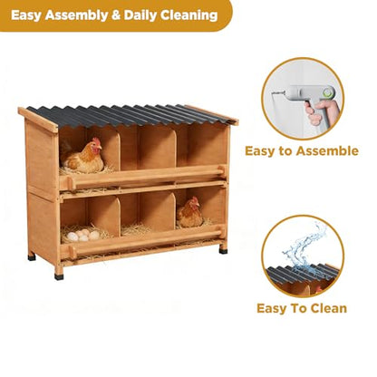 Weatherproof Chicken Nesting Boxes, Heavy Duty 6 Compartments Wall Mounted or Floor Use Chicken Coop Laying Boxes with Preventing Egg Falls for Backyard and Farms (6 Compartments) - size: 37.1"L x 17.4"W x 28.4"H