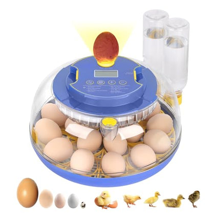 18 Egg Incubator, for Hatching Eggs with Automatic Egg Turner, Temperature & Humidity Control, Built-in Egg Candler, Ventilation, Incubation Days Display, for Chicken, Duck, Goose and Quail Eggs