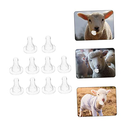 Mikikit 10pcs Livestock Bottles Nipples Pacifier Replacement Bottle Nipples Portable Lamb Goat Feeder