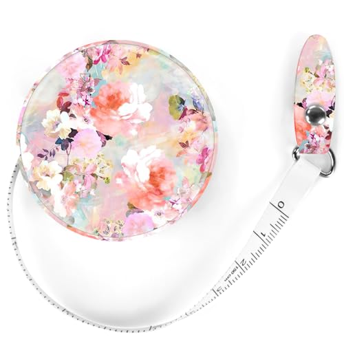 Sewing Tape Measure，Colour Printed Small Retractable Soft Measuring Tape for Tailor Cloth Fabric Body Measurements. - color: Pink Flower