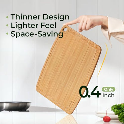 Keechee Dishwasher Safe Bamboo Cutting Boards Durable Lightweight Wood Cutting Board for Busy Kitchen, Easy Storage & Clean Wooden Chopping Boards with Juice Groove Set of 2 (M+S) - size: Set of 2 (Medium + Small)