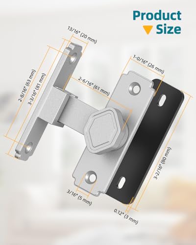 90 Degree Barn Door Lock, Small Sliding Barn Door Latches, Rust-Proof Sliding Gate Latch Lock for Garden, Bathroom, Cabinet, Pet Cage, Window, Shed (Silver-4PCS) - color: Silver-4PCS