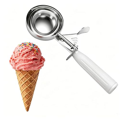 TOPKITCHEN Commercial-Grade Ice Cream Scoop 5.33 oz, 18/8 Stainless Steel Cookie Scoop with Plastic Handle, Portion Control Disher Scoop for Bakeries,Restaurants & Dessert Shops, #6, White - size: 5.33 oz - White
