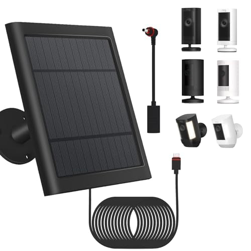 1 Pack - Solar Panel for Ring Security Camera Spotlight Cam Plus/Pro(Battery) Stick Up Cam/Pro Wireless Outdoor with 10FT/3M Long Cable Dustproof Waterproof BK - color: Dark Black
