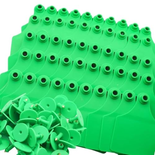Pack of 100 Large Size Animal Identification Markers for Livestock Like Sheep Swine and Donkeys Made from Strong Blend - color: Green