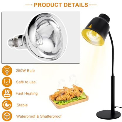 Food Heat Lamp with 250w Bulb for Food Restaurant Or Home Kitchen Food Heating Lamp Warmer