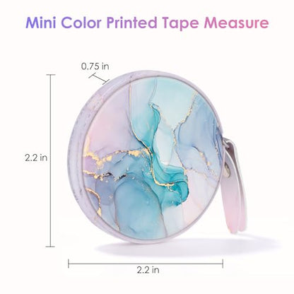 Sewing Tape Measure，Colour Printed Small Retractable Soft Measuring Tape for Tailor Cloth Fabric Body Measurements. - color: Green Marble