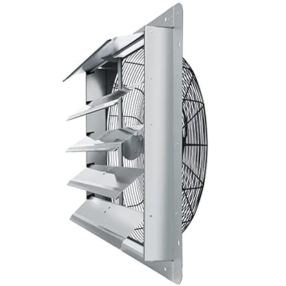 VEVOR 24'' Exhaust Fan, Wall Mounted Attic Fan with Variable Speed, 3320 CFM, Automatic Shutter, Ventilation and Cooling, Silver, Fan Only - size: 24 Inch