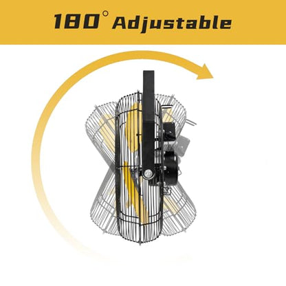 HiCFM 2500 CFM 12 Inch Industrial Wall Mount Fan, 3-Speeds High Velocity Wall fan with IP44 Enclosure Motor for Barn, Garage, Warehouse, Greenhouse and Commercial Use - size: 12" indoor