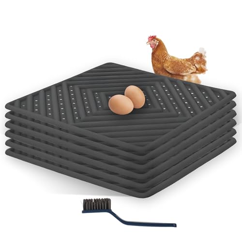 Skimzy Chicken Nesting Pads 6 Pack, Washable Silicone Nest Box Liners, Non Slip Egg Laying Mats, Easy to Clean Coop Pads, Trim to Fit 12x12 Inch for Hens, Ducks & Backyard Chickens