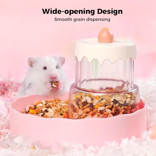 Mini&moe Hamster Food Bowl - Automatic Guinea Pig Feeder No Spill Storage Small Pet Food Dispenser for Gerbil, Rat, Chinchilla, Ferret, Hedgehog - color: light green