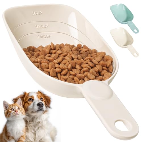 Dog Food Scoop 1 Cup, One Cup Measuring Cup, Food-Grade Melamine Pet Food Scoop, Durable 1 Cup Scoop with Precise Markings, BPA-Free & Dishwasher Safe (White, 8oz) - color: White