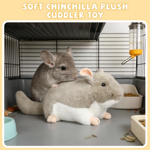 YUEPET Chinchilla Plush Cuddler Toy, Soft Chinchilla Cuddle Buddy, Comfort Anxiety Relief & Stress Reducer Companion for Chinchillas, Guinea Pigs, Hamsters, Ferrets, Hedgehogs, Sugar Gliders
