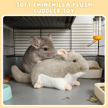 YUEPET Chinchilla Plush Cuddler Toy, Soft Chinchilla Cuddle Buddy, Comfort Anxiety Relief & Stress Reducer Companion for Chinchillas, Guinea Pigs, Hamsters, Ferrets, Hedgehogs, Sugar Gliders