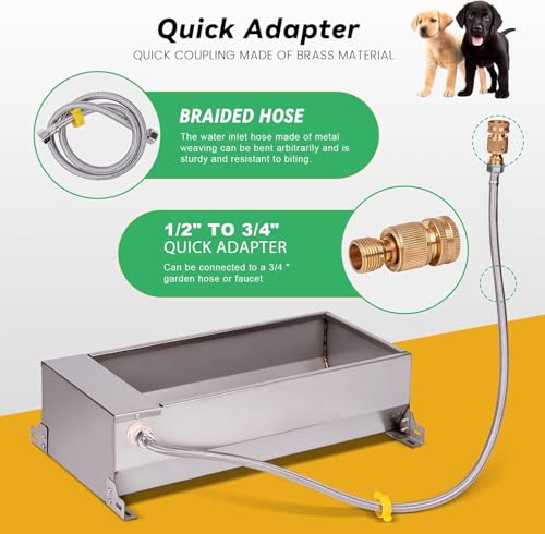 Automatic Livestock Water Trough, 7.5L 304 Stainless Steel Self Filling Pet Water Dispenser for Dog Horse Cow Goat