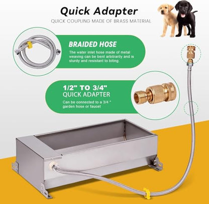 Automatic Livestock Water Trough, 7.5L 304 Stainless Steel Self Filling Pet Water Dispenser for Dog Horse Cow Goat