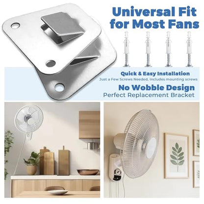2-Set Heavy Duty Wall Fan Mounting Bracket - Solid Steel, with Fastening Screws, Oscillation Fans Hidden Holder - color: Universal