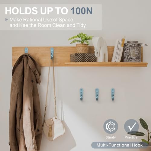 BREYDROK 20PCS Heavy Duty Metal Wall Hooks, Coat Hooks for Hanging - Single Prong with 40 Screws (Coats Towels Backpacks) - Light Blue - color: 20pcs + Light Blue