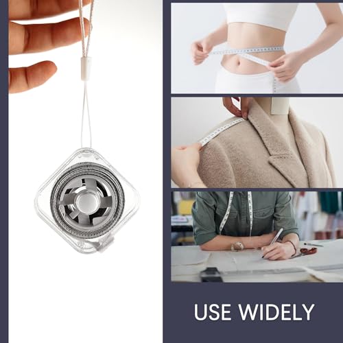 GDMINLO Square Transparent Soft Tape Measure, Dual-Scale 79inch/200cm for Body Measuring, Mini Tape Measure with Hand Strap for Tailoring, Sewing and Weight Tracking (White)