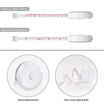 DiCUNO 60-Inch 1.5 Meter Soft and Retractable Tape Body Tailor Sewing Craft Cloth Dieting Measuring Tape (10 Colors Package) - color: 10 Colors