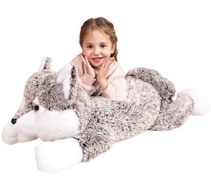 IKASA Giant Wolf Stuffed Animal Plush Toy, 30 Inches Big Soft Toys for Kids Girls Boys Girlfriend - style: Wolf