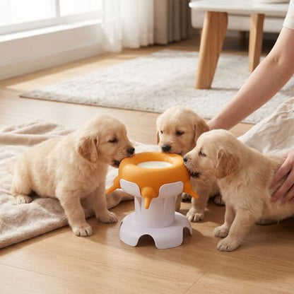 Pssopp Feeding Supplies Silicone Puppy Nursing Station Puppy Feeder Milk Bowl with 4 Nipples for Newborn Rabbits Kittens Other Animals Pet Milk Feeder Station, Pet (Yellow) - color: Yellow