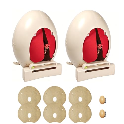 Roll Away Chicken Nesting Box, Egg-Shaped Hen Laying Box with Automatic Egg Collection, Wall Mount or Floor Stand, Rust-Free ABS (Pro (2 Boxes, 6 Pad+2Eggs))