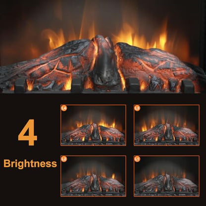 18" Electric Fireplace Stove, Freestanding Fireplaces Heater with Realistic Flame, Remote, Timer, Adjustable Brightness, Thermostat, 1500W, Black - size: 18" (Dynamic Flames)