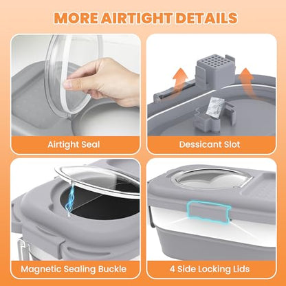 HOYTAMDAR 25-28lbs Dog Food Storage Container, Collapsible Dog Food Container, Wheels, Handle, Airtight Pet Food Storage Container, Scoop, Small Dry Container For Dog Cat Bird Food - color: Grey-28lbs