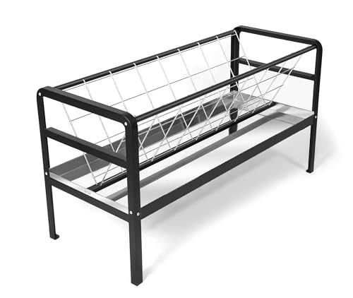 Pasture Hay Feeder for Goats, Sheep, Miniature Horses and Small Livestock,5 Feet Long, Black
