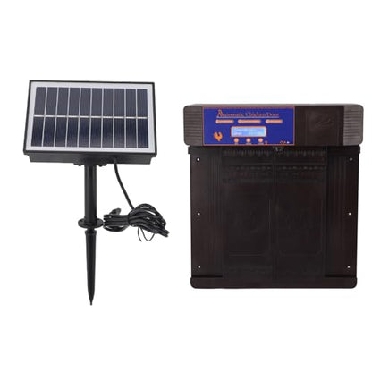 Solar Powered Automatic Chicken Coop Door Opener Anti Pinch IP45 Poultry Coop Door with Timer (Dark Brown)
