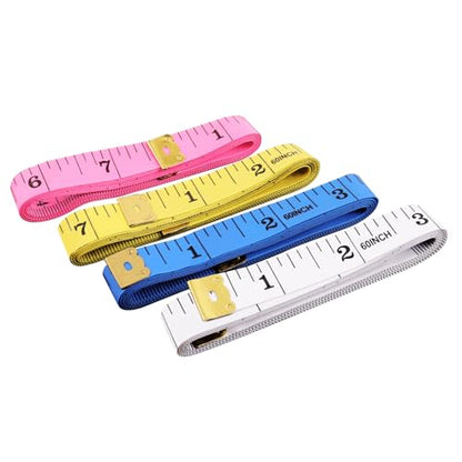 GDMINLO 4 Pack Soft Tape Measure Double Scale Body Sewing Flexible Tailor Craft Vinyl Ruler for Weight Loss Medical Body Measurement, Has Centimetre Scale on Reverse Side 60-inch