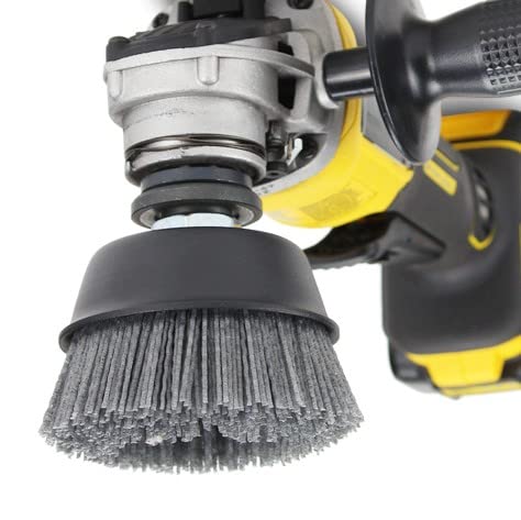 BHA 4" Abrasive Filament Nylon Bristle Cup Brush, 5/8-11 Thread Arbor - Gray (80 Grit)