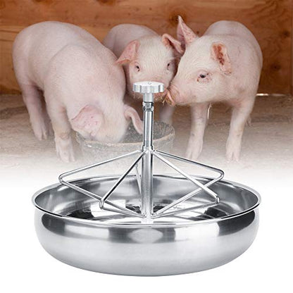 Gavigain Stainless Steel Piglet Feed Bowl,Pig Feeding Food Container with Metal Groove Rod Pig Food Feeder for Piglet Cattle(L)