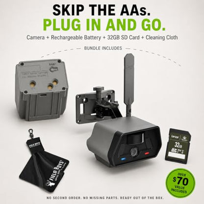 TACTACAM Defend Cellular Security Camera Bundle – Rechargeable Battery + 32GB SD Card Included – 4G LTE, No WiFi Needed – Wireless Outdoor Camera for Remote Property, Cabin, Ranch, Job Site