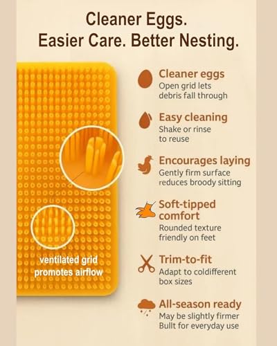 6-Pack Washable Chicken Nesting Pads for Chicken Coop, 13x11in Reusable Nest Box Liners, Trim-to-Fit Open-Grid Bedding for Cleaner Eggs, Heavy-Duty Poultry Supplies (Green)