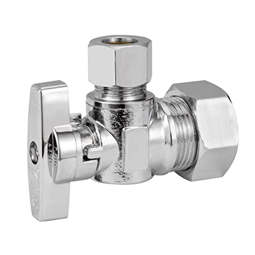Heavy Duty Angle Stop Valve 1/2" Nom (5/8" OD) Comp x 3/8" OD Comp, 1/4-Turn Operation，High quality lead-free brass (2PCS) - size: 2 Pack 5/8" OD Comp x 3/8" OD Comp