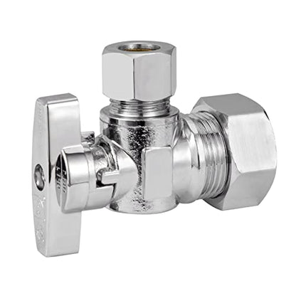 Heavy Duty Angle Stop Valve 1/2" Nom (5/8" OD) Comp x 3/8" OD Comp, 1/4-Turn Operation，High quality lead-free brass (2PCS) - size: 2 Pack 5/8" OD Comp x 3/8" OD Comp