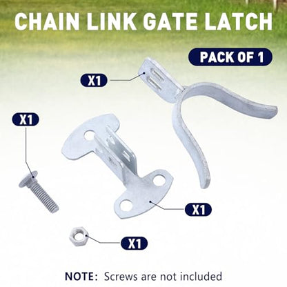 SIHAI 1 Pack Chain Link Fence Gate Latch, 1-3/8" Wall Mount (Flat Back) Metal Gate Fork Latch Hardware with Lag Bolt for Fence Gate Frames, Easily Mounts to Post or Wall