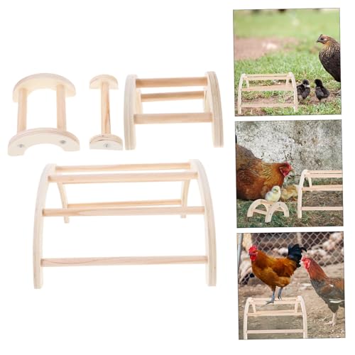 Toyvian 4pcs Chicken Training Perch Stand Set Wooden Roosting Rod for Hens and Outdoor Birds Adjustable Bird Perch for Poultry and Parrots