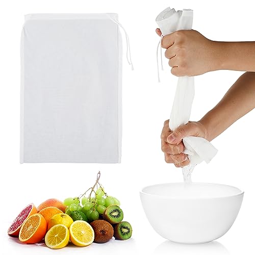 WLLHYF 4 Pack Nylon Nut Milk Bag 14 × 10 Inches Fine Mesh Cheese Cloth Multiple Usage Reusable Food Strainer Professional Cold Brew Filter for Straining Juice Coffee Yogurt Tea (Nylon, 14×10 In) - size: 14×10 in