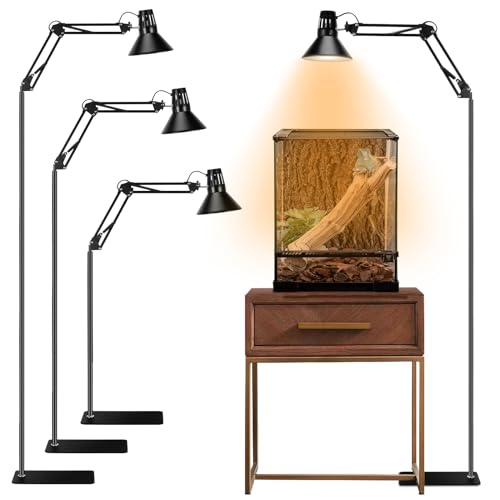 Reptile Heat lamp Reptile Light Fixture with Heat Lamp Stand,Height Range from 15.7inch to 74.3inch with 360°Adjustable Swing Arm for Bearded Dragon Turtles Snake and Chicks - size: 15.7-74.3 inches (with Lampshade)