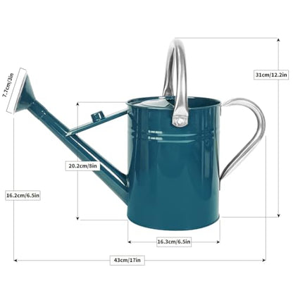 1 Gallon Metal Watering Can with Removable Spout, Nice Galvanized Steel Water Can for Indoor and Outdoor Plants (Ocean Blue) - color: Ocean Blue