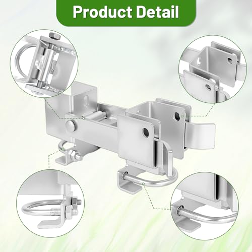Chain Link Fence Lock Double Gate Latch for 1-5/8" to 2" Frame, Commercial Heavy Duty ‎Galvanized Steel Strong Arm Double Gate Latch for Metal Gate