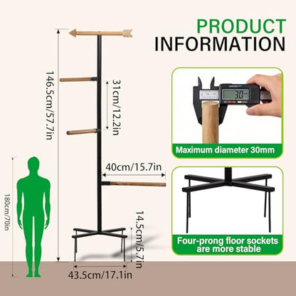 Tnstbiee Large Chicken Roosting Bars, Wooden 4-Branch Perch & Outdoor Bird Playground Toy,Chicken Perch for Coop & Backyard,50" H x 16.5" R, 4-Prong Metal Ground Plug,for Small Poultry, Bird & Parrots