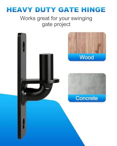 Gate Hinges Wall Mount 2 Pack Farm & Chain Link Gate Hinges with 5/8'' Pin, Heavy Duty Outdoor Metal Gate Hardware for Fence Posts (2 Pack, Black) - size: 2 Pack