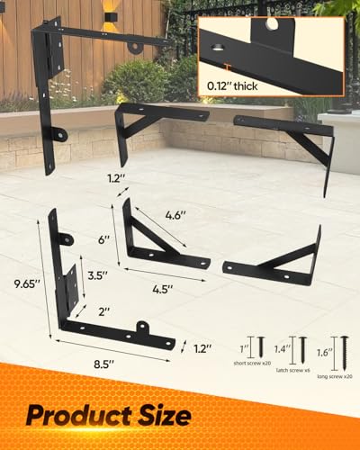 Saker Heavy Duty Gate Brace Kit, Anti-Sag Gate Hardware, Corner Brace for Wooden Fences, Driveways, Doors, Windows (1, Black)
