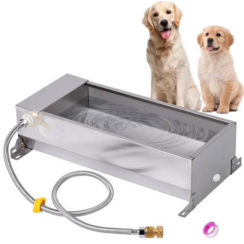 Automatic Large Dog Water Bowl Dispenser Outdoor Stainless Steel Automatic Livestock Water Trough Large Capacity Auto Fill Dog Waterer with Float Valve, for Chicken Geese Duck Goat Pig - size: 2 Gal
