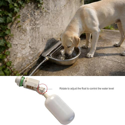 Automatic Water Bowl 304 Stainless Steel Pet Water Dispenser Dog Feeder Waterer for Large Dogs with 40" Steel Hose, 2 Float Valve, Copper Connector Adapter, 2 Bolts (Without Drainage Hole)